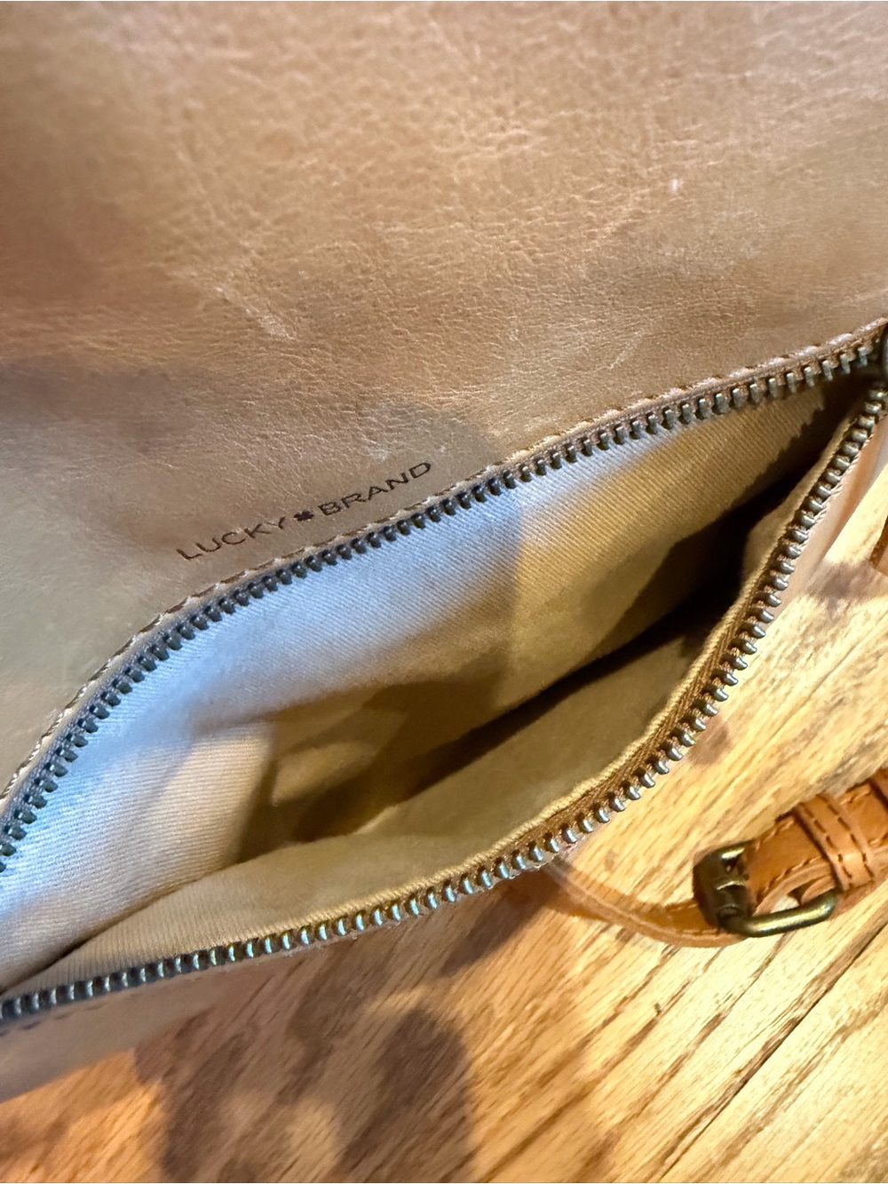Lucky Brand Tan Leather Crossbody Bag Boho Leather Purse - Picture 6 of 9